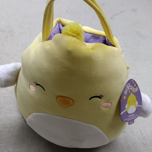 Squishmallows Ivanna Chick Easter Basket Plush Yellow Bag with Tag - Picture 2 of 8